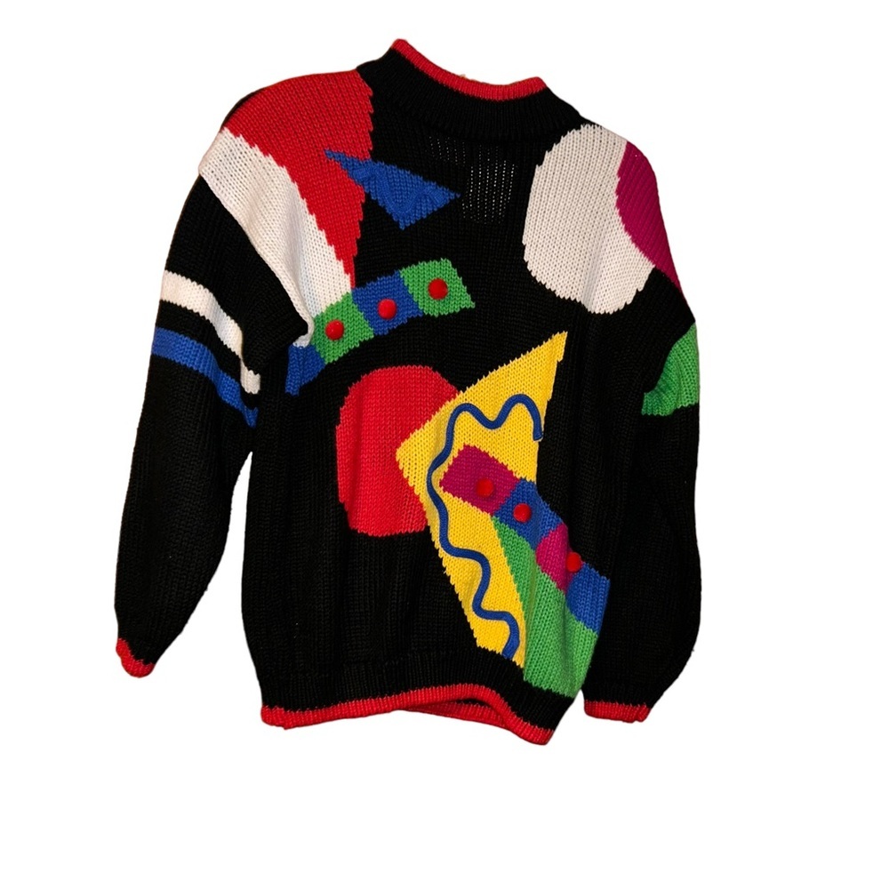 Vintage pinwheels color lock 90’s sweater funky